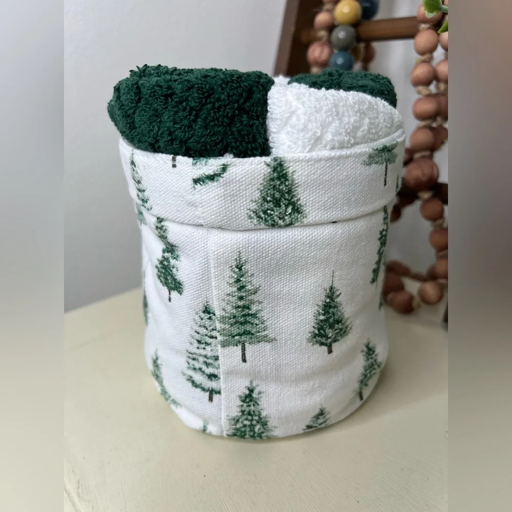 Brand New-Caro Home Set of 5 Washcloths in Canvas Bucket